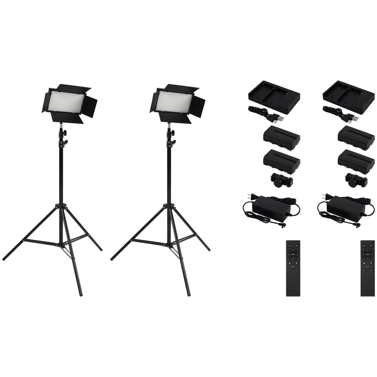 Acurit Colorview Lux Studio Light Professional Studio Lights Photography Lighting Kit w/ 3 Color Temps 4 Metal Barn Doors 4160 Lumens LED w/ Remote AC Power Supply 6'6" Light Stand with Battery Pack